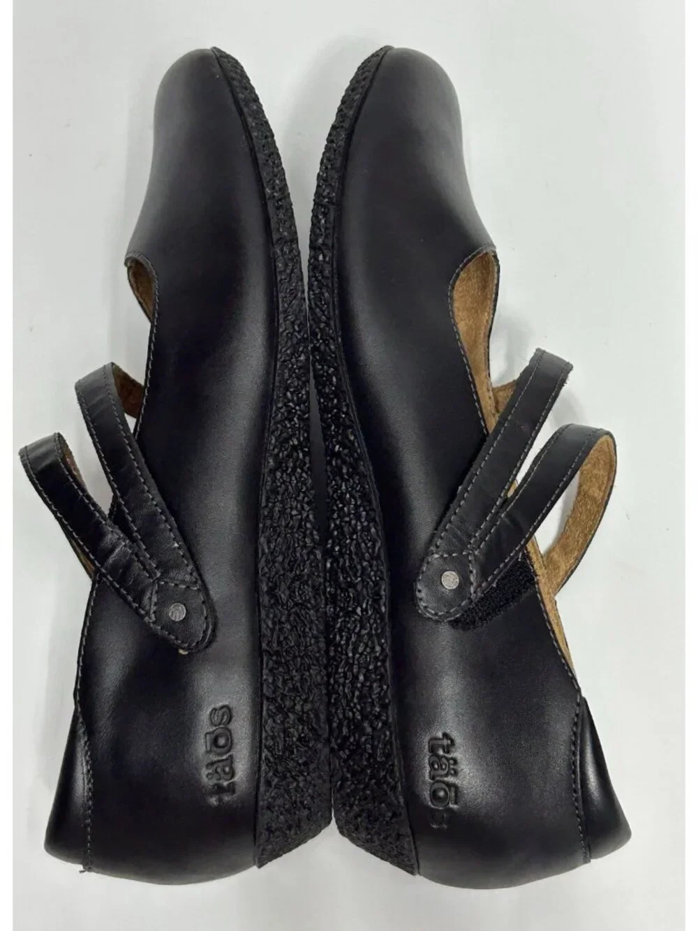 NEW Taos Banter Flats Leather Double Mary Jane Strap Black Women 8.5 MSRP $165